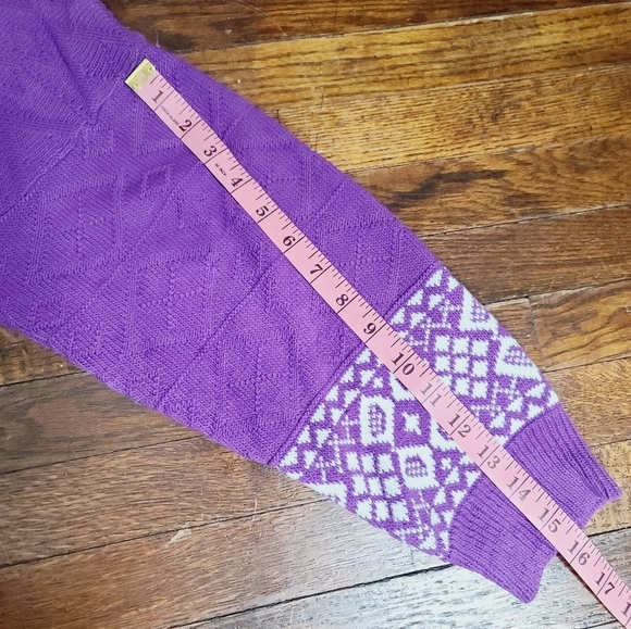 Vintage 80s Purple Mock Neck Oversized Cozy Sweater - Picture 8 of 11